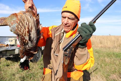 Author with pheasant